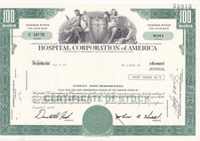 USA 1973, HOSPITAL CORPORATION OF AMERICA (HCA), 100 Aktien zu je $ 1.-, (Gesund