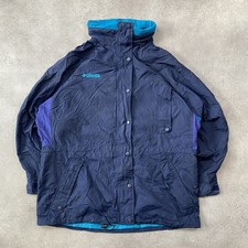 Columbia Jacket Women's Medium Vintage Full Zip 90s Windbreaker Coat, Navy