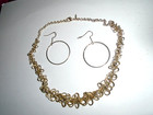 VTG. AVON PRETTY SILVERTONE SMALL ROUND MULTI-RING DANGLE NECKLACE/HOOP EARRINGS — photo 3