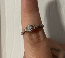 10K Gold Two 2 tone diamond engagement promise wedding ring hearts White Yellow