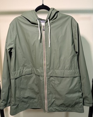 Weatherproof Men's Green Hooded Full Zip Rain Coat Mid-Length Regular Fit XL