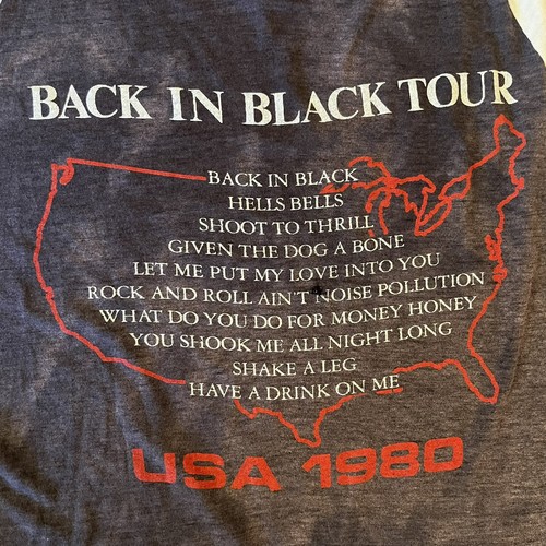 Vintage 1980 AC/DC Back In Black Tour Raglan Tee Shirt Sz M - Bild 6 von 11