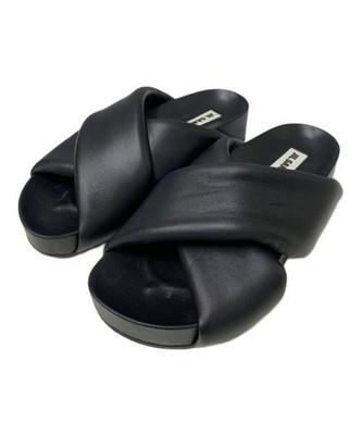 JIL SANDER                    Padded leather cross sandals black JS38044A