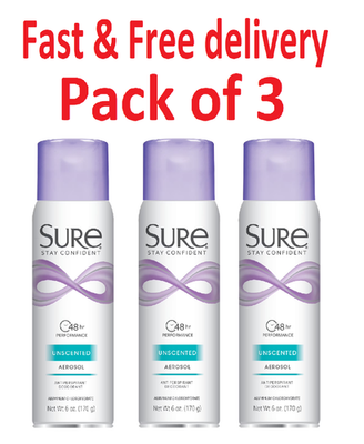 #ad #ad 3 PACK Sure Aerosol Unscented Anti Perspirant Deodorant 6 oz $16.98