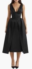 New House Of CB Paloma Satin Twist Strap Midi Dress Black XS (reg Cup)