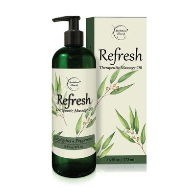 Refresh Massage Oil for Massage Therapy with Eucalyptus & Peppermint Essentia...