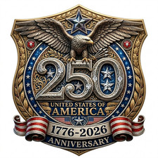 America 250th US FLAG Shield USA 1776-2026 4  INCH Vinyl Sticker Decal 1PC