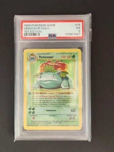 Pokémon TCG Venusaur 1st Edition Holo Shadowless Base Set 015/102 PSA 5 1999