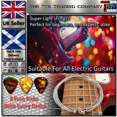 Saiten für E-Gitarre - 6er Set hochwertige Saiten - superleicht - UK-Verkäufer