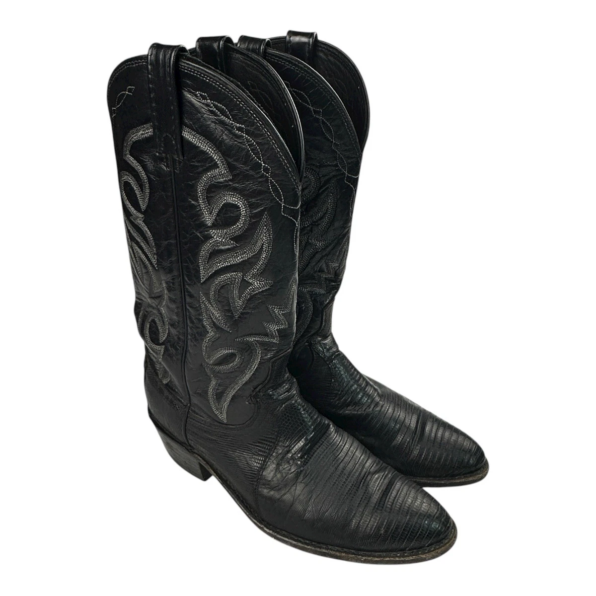 Vintage Dan Post Black Teju Lizard Men\'s Cowboy Boots USA 9.5B  Western Tony Lama 8539 Vintage Black Exotic Teju | Mercari main image 3