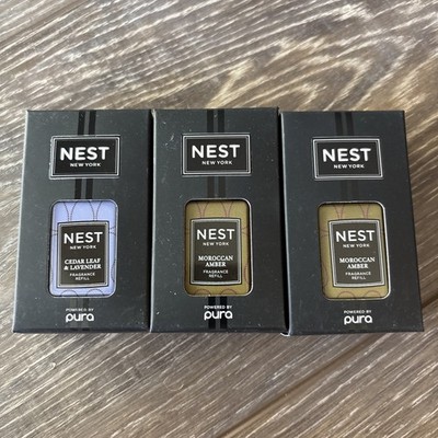 3 NEST Pura Replacement Fragrance Refills Moroccan Amber, Cedar Leaf & Lavender