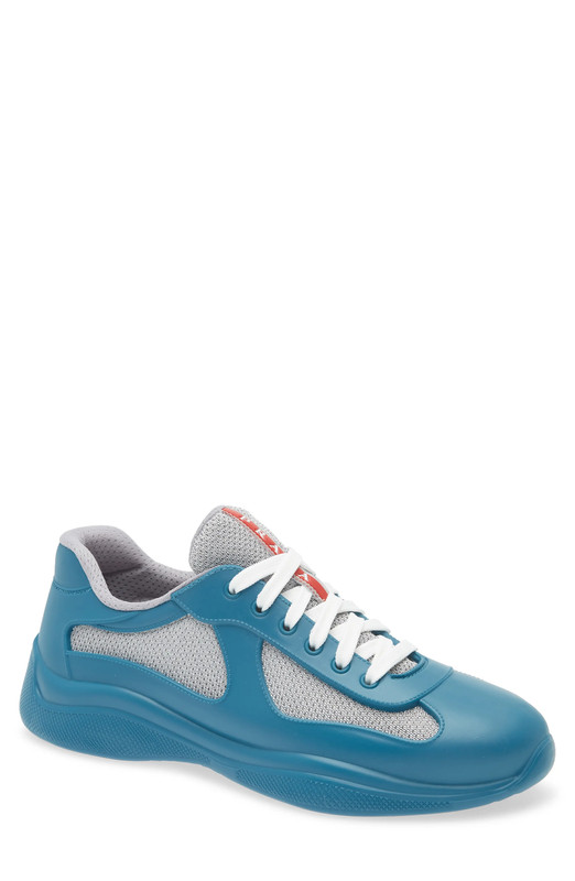 100% AUTHENTIC NEW MEN PRADA LAGUNA BLUE AMERICA CUP PATENT SNEAKERS EU 46/US 13