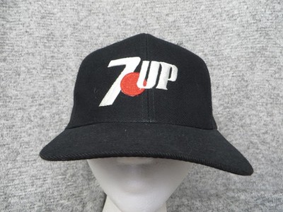 VINTAGE 7UP Hat Cap Snap Back Mens Black Embroidered Soda Advertising 90s