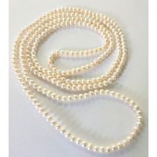 5.5-6 mm White Freshwater Pearl 50 Inch Continuous Strand Necklace