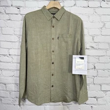 Reef Men's Stuart Long Sleeve Shirt M Avocado Button Up Salesman Sample NWT