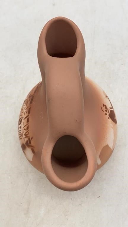 Signed Native American cabinet wedding vase 5 1/2 inches tall