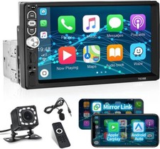 Single 1 DIN 7" Apple CarPlay Car Stereo Radio Touch Screen FM Bluetooth AUX USB