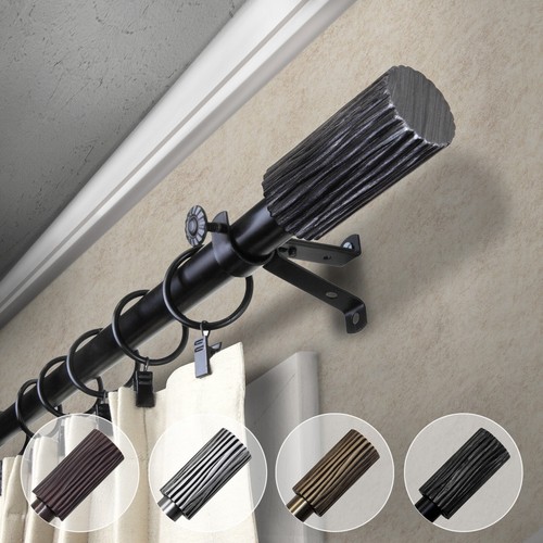 Pine 3/4” Adjustable Window Drapery Curtain Rod 18"-170" (5 sizes, 4 colors) - Picture 2 of 9