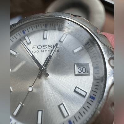 Fossil Blue AM3882 Silver Tone Dial Date - Battery for sale online 
