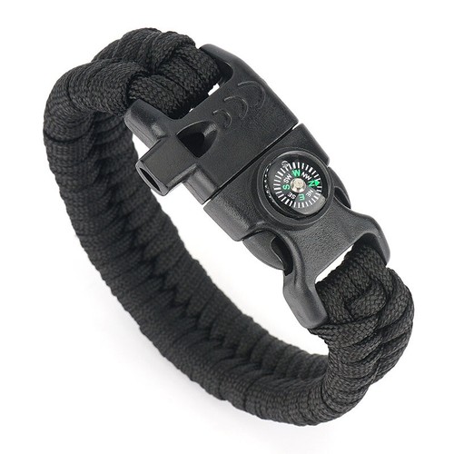 Bracciale Ombrello Esterno Corda Sopravvivenza Fischietto Bussola Bracciale Autodifesa - Foto 11 di 19