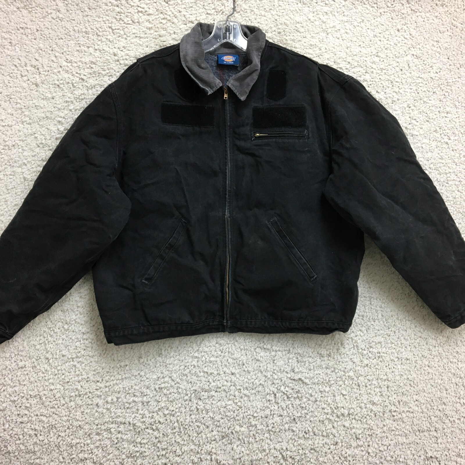 VINTAGE Dickies Jacket 2XL Adult Black Canvas Full Zip Pockets Blanket Lined Men