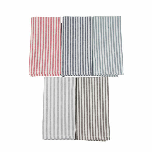 Plain Striped Linen Cotton Dinner Cloth Table Napkins - Set of 12 (40 x 30 cm) - Picture 1 of 71