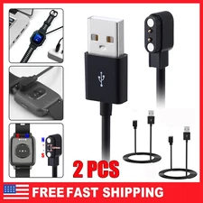 2PCS 2-Pin Universal USB Data Charging Cable Magnetic Charger For Smart Watch US