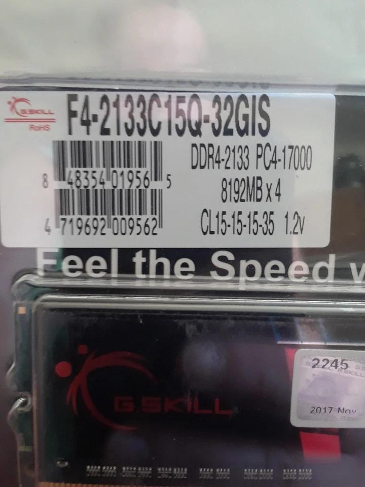 G.SKILL 32GB (4 x 8GB) Aegis 2133MHZ Desktop Memory Model F4-2133C15Q-32GIS - Image 2 of 3