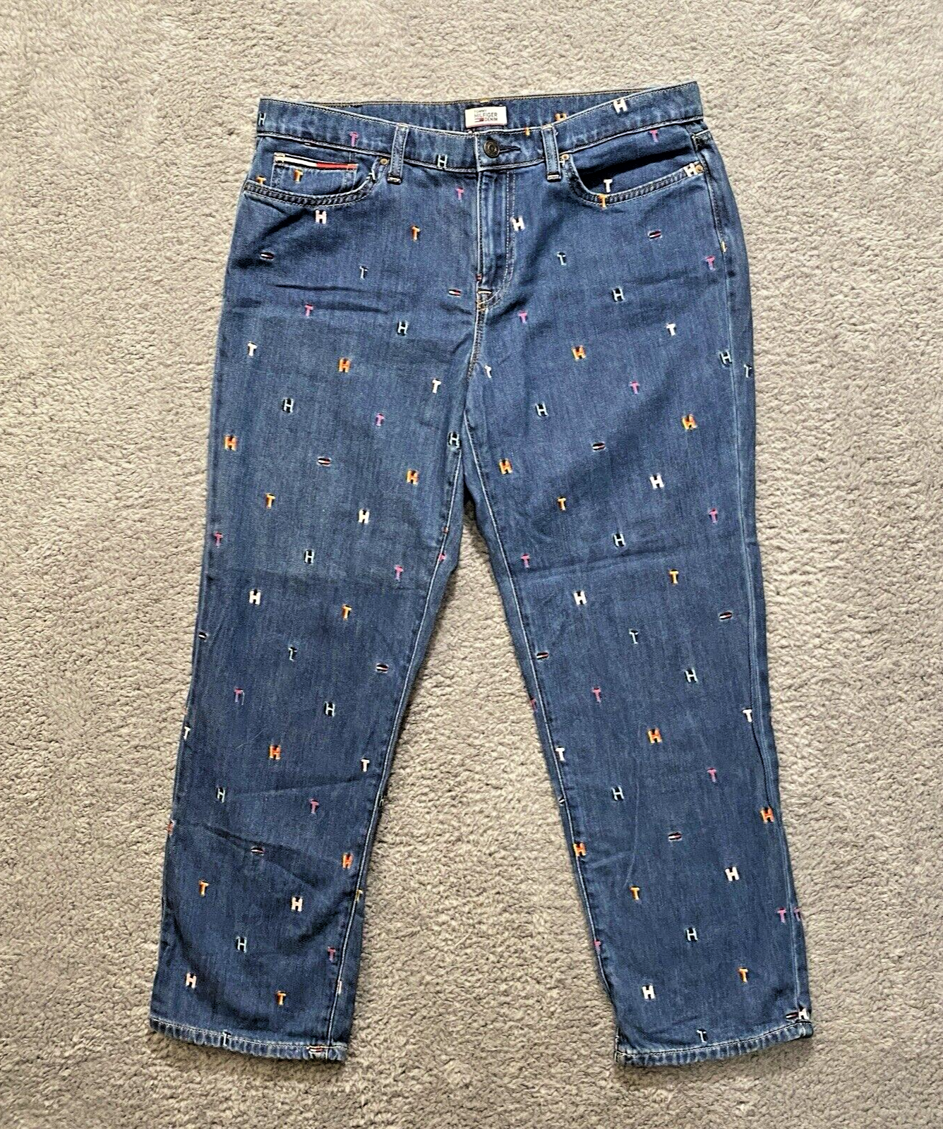 Tommy Hilfiger Embroidered Denim Boyfriend Jeans for Women Size 10 34x27