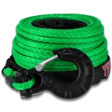 TYT 3/8" x 92FT Winch Rope Synthetic Line Green Recovery Cable 4WD OFF ROAD