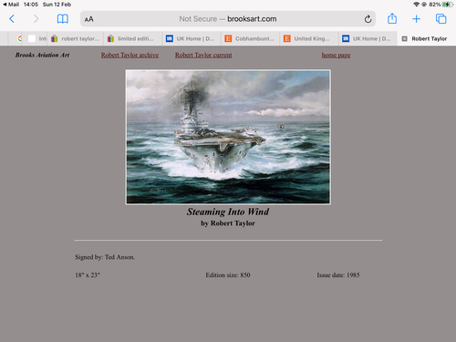 Robert Taylor and Ted Anson signed print Steaming Into Wind 1985 nautical - 第 4/5 張圖片