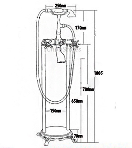 Antik Messing Bodenmontage Badewannenfüllarmatur Freistehend Wannenarmatur Dusche - Bild 3 von 3