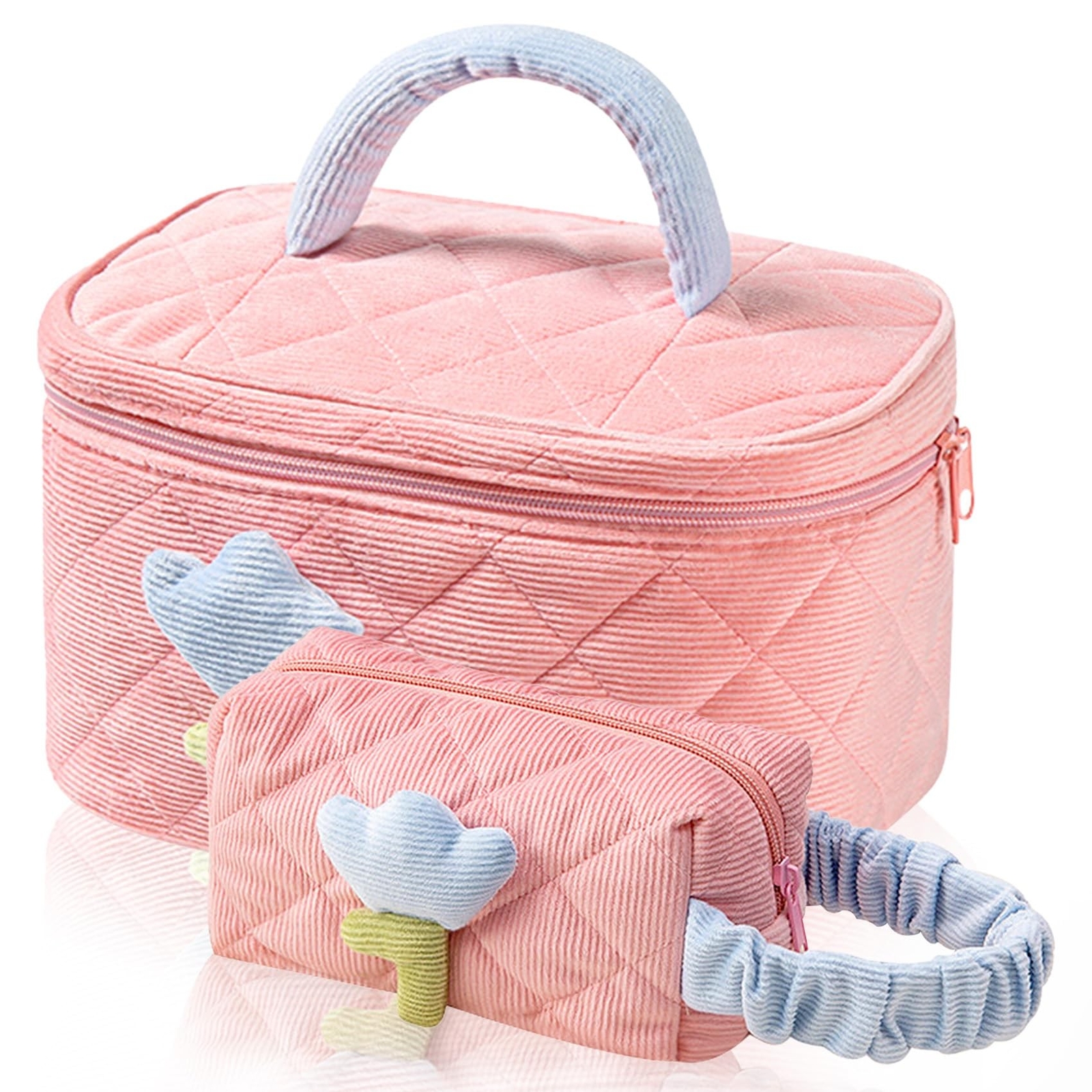 BoAn Cotton Makeup Bag Set for Women - Cute Travel Cosmetic & Toiletry Organizer