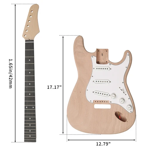 DIY 6 String ST Style Electric Guitar Kits Mahogany Body, Maple Neck Accessories - Picture 2 of 7