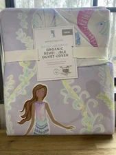 Pottery Barn Kids Bailey Mermaid Cotton Reversible Duvet Cover Purple Twin