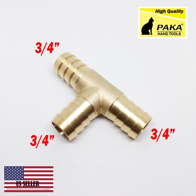 1 PC - 3/4 HOSE BARB TEE Brass Pipe 3 WAY T Fitting Thread Gas Fuel Water Air