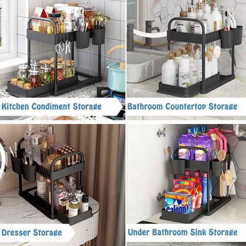 2 Ebenen Küchenregal Unterschrank Regal Spülschrankregal Organizer mit Schublade - Bild 14 von 20