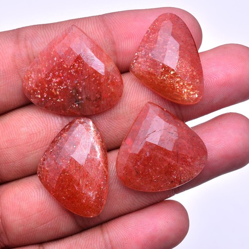 4 Pcs Natural Sunstone Pear Checker Cut 23mm-24mm Untreated Loose Gemstones Lot - Picture 3 of 4
