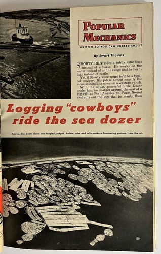 LOGGING CRIBS IN PUGET SOUND 1949 PICTORIAL SEA DOZER PORT ANGELES WASHINGTON - Picture 2 of 3