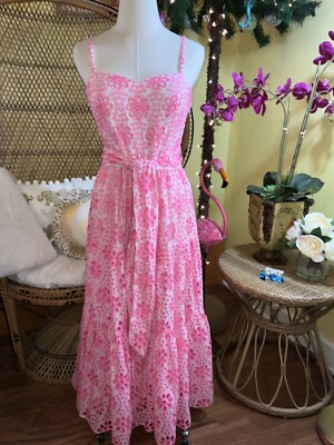 Lilly Pulitzer Women's Edith Eyelet Midi Dress, Pink, Cotton