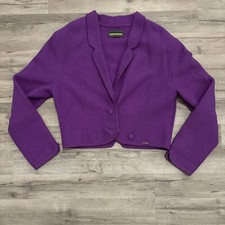 Women’s Geiger Purple Wool Cropped Blazer Jacket Cardigan Size 38 Made Austria