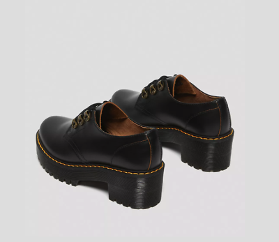 DR. MARTENS LEONA HEELED PLATFORM DERBY IN SMOOTH LEATHER DR. MARTENS LEONA HEELED PLATFORM DERBY IN SMOOTH LEATHER