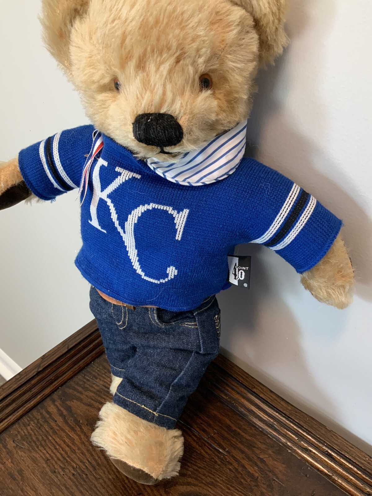 Vintage Chad Valley English Mohair Teddy Bear In Lee Jeans/kansas City
