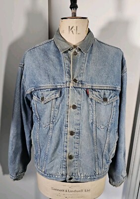 Vintage Levi's 70602 02 Jeansjacke Herren große Decke Wolle gefüttert distressed