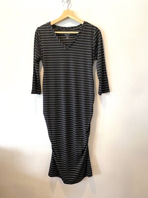 striped fitted maternity dress Striped Knit Maternity & Nursing Sweater Dress main image 1