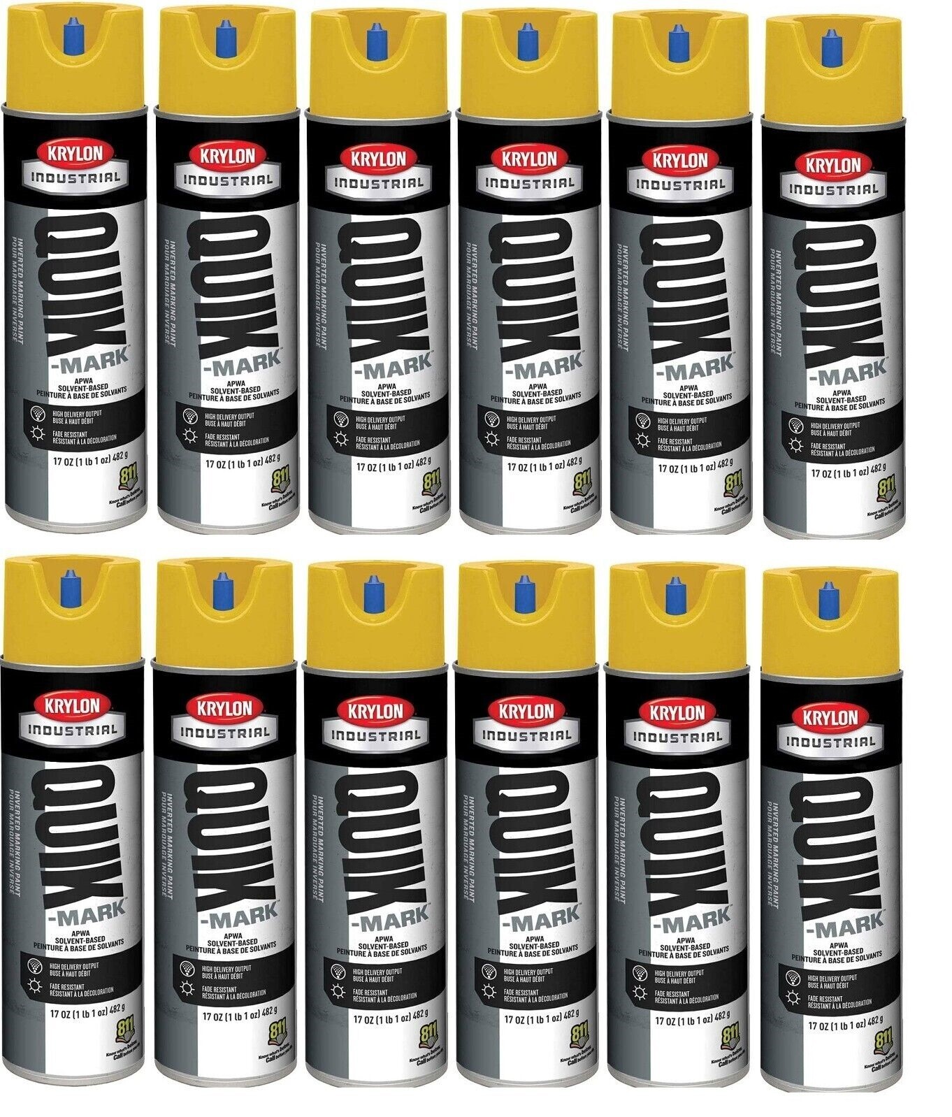 Krylon Safety Yellow Industrial Marking Paint case of 12 ,New large 17oz cans 75577938230 eBay