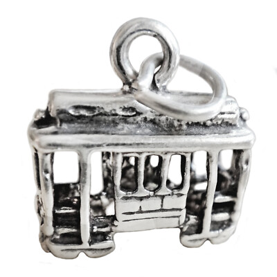 San Francisco Cable Street Car 3D 925 Sterling Silver Charm Pendant MADE IN USA