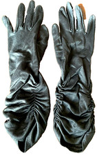 STETSON WOMEN'S VINTAGE 1930s nylon CLOTH DRESS GLOVES black SIZE 6/7 long.