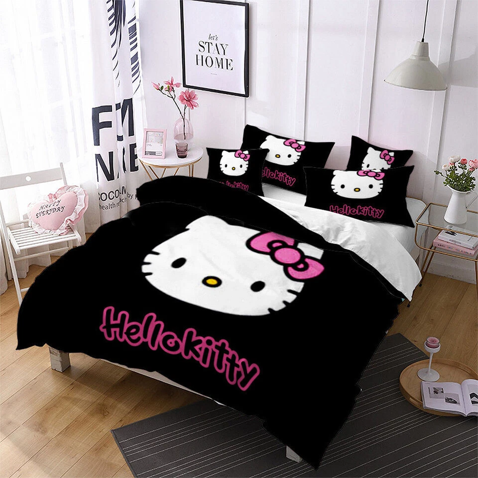 Hello Lovely Kitty Duvet Doona Quilt Cover Set Single/Double/Queen/King Bedding - image 2 of 4