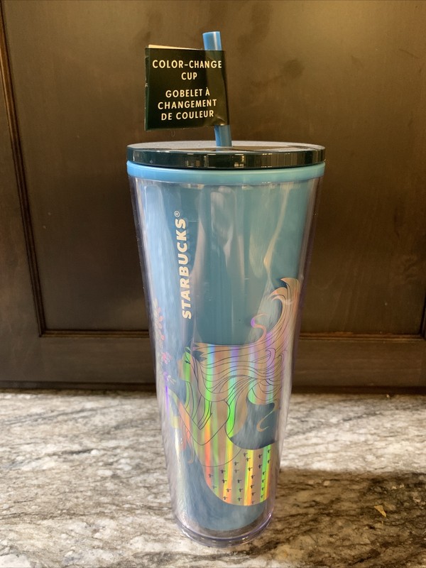 Starbucks Christmas 2021 Blue Mermaid 24oz Siren Tumbler COLOR CHANGING -RARE!
